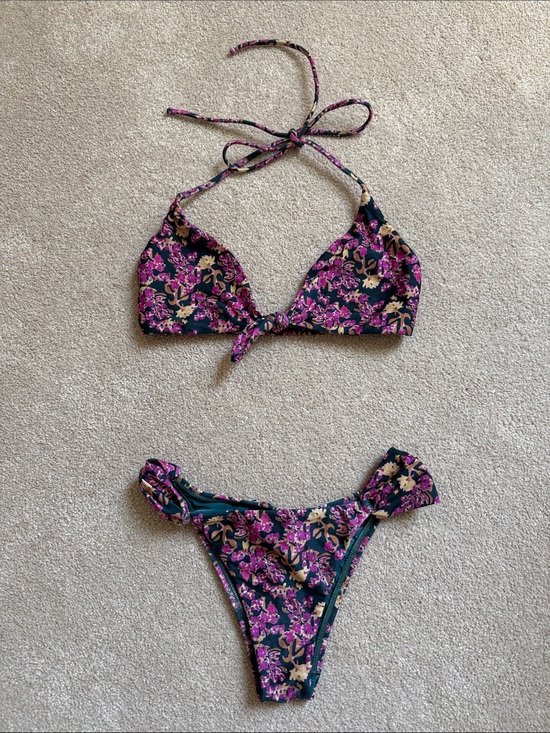 Vix Other - Vix Dark Green Floral Bikini with Pink & Tan Accents